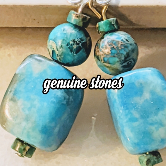 Handmade earrings with jasper stones and silver - Picture 3 of 3